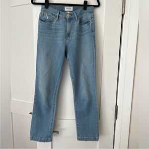 Frame Le High Straight Denim Jeans in Light Blue Sunland [Size 27]